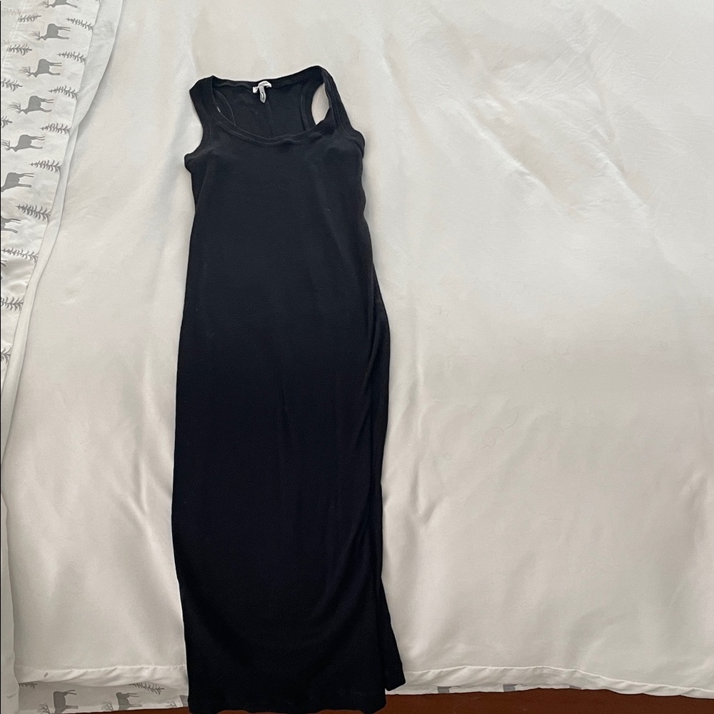 Splendid Black Ribbed Midi Dress